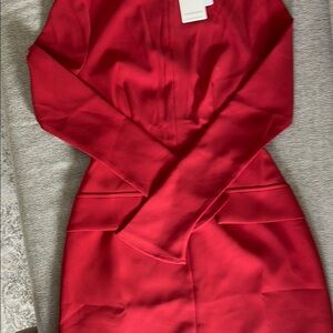 Commense Red Off the Shoulder Long Sleeve Bodycon Dress
